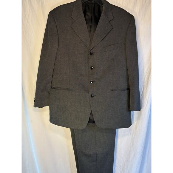 J Ferrar Men's 2 Piece Silk Sharkskin Suit Jacket Blazer 42 Wool/Silk Blend